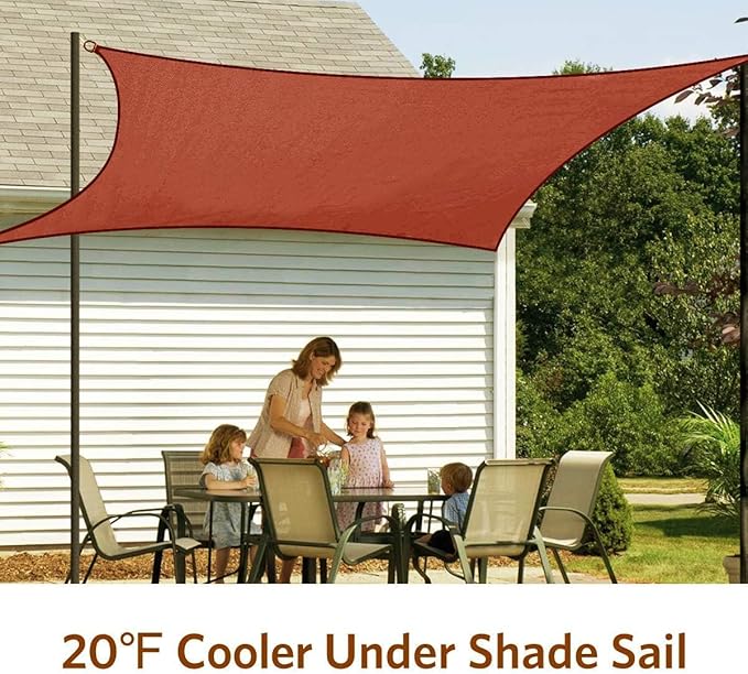 Quictent 20X20FT 185G HDPE Square Sun Shade Sail Canopy 98% UV Block Outdoor - Image 8