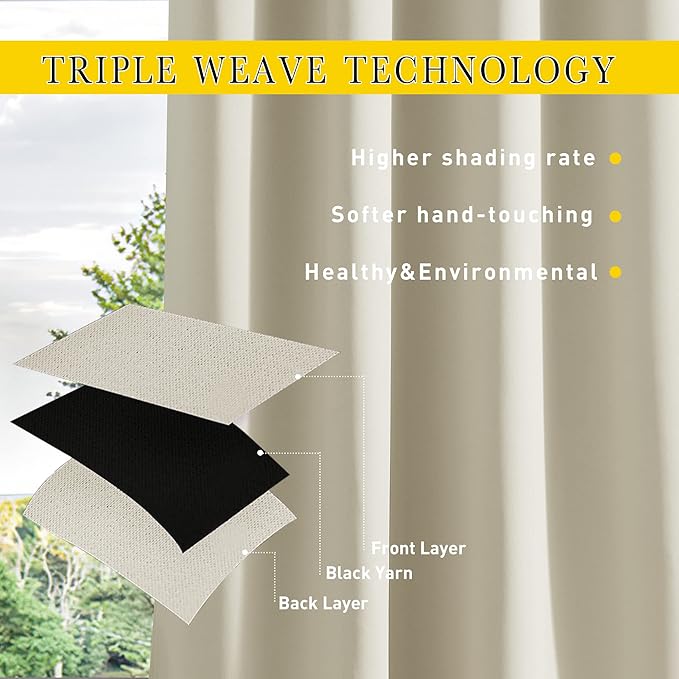 NICETOWN 2 Panels Weighted Blackout Curtains Patio Waterproof Outdoor Curtains - Image 7