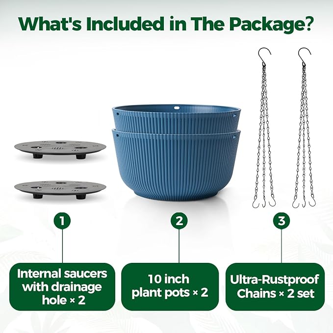 T4U 10 Inch Hanging Planters for Indoor Outdoor Plants, Hanging Baskets for - Image 6