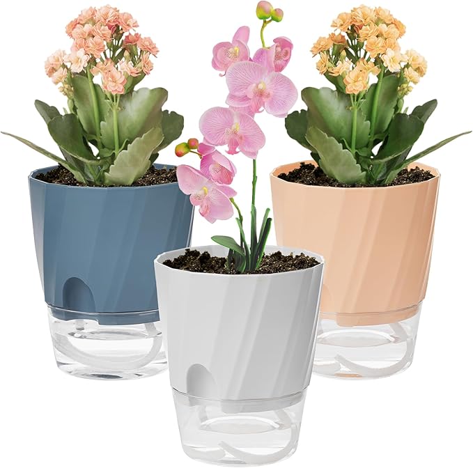 KIMCHOMERSE Self Watering Plant Pots, 6 Inch Plant Pots 6-Pack Indoor Planter by KIMCHOMERSE