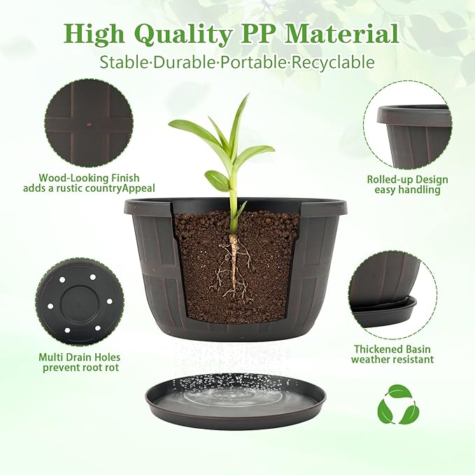 Quarut 10 inch Plastic Flower Pots - Image 2