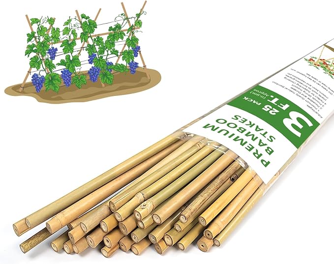 Plant Stakes, 3FT Longer Sturdy Natural Bamboo Garden Stakes, GAGINANG 25Pcs by GAGANANG