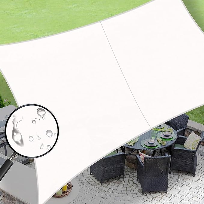 LOVE STORY Waterproof 10' x 10' Rectangle White Sun Shade Sail Cannoy UV by LOVESTORY