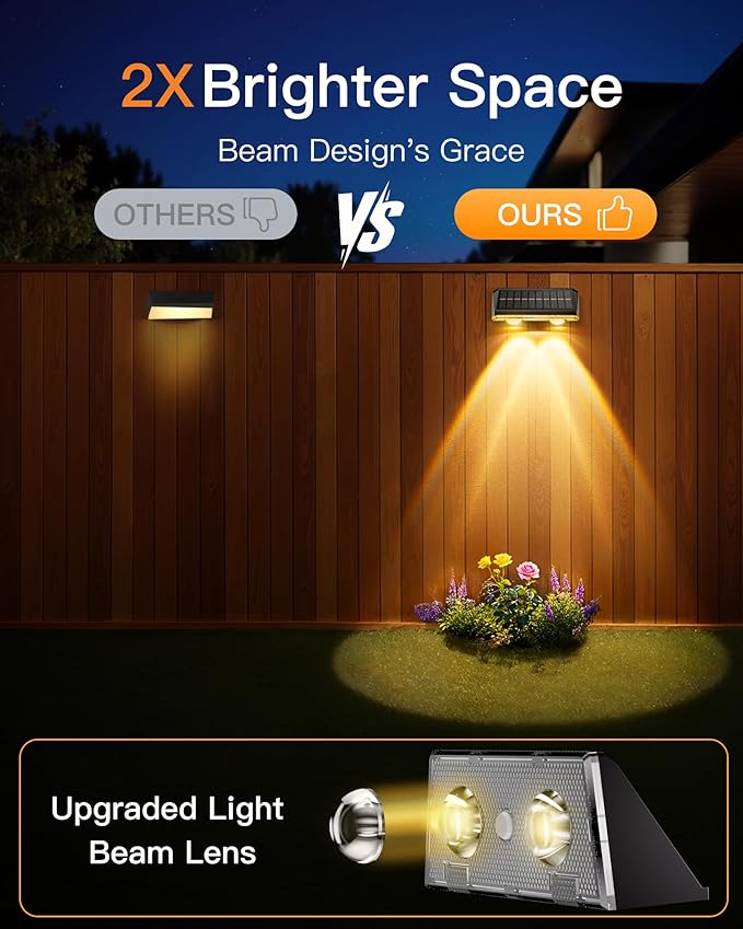 Solar Fence Lights Outdoor, 12 Pack IP65 Waterproof Fence Lights Solar Powered - Image 3