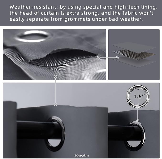 DIVA EN CAMINO DEC Outdoor Patio Curtain Waterproof Darkening Thermal Insulated - Image 3