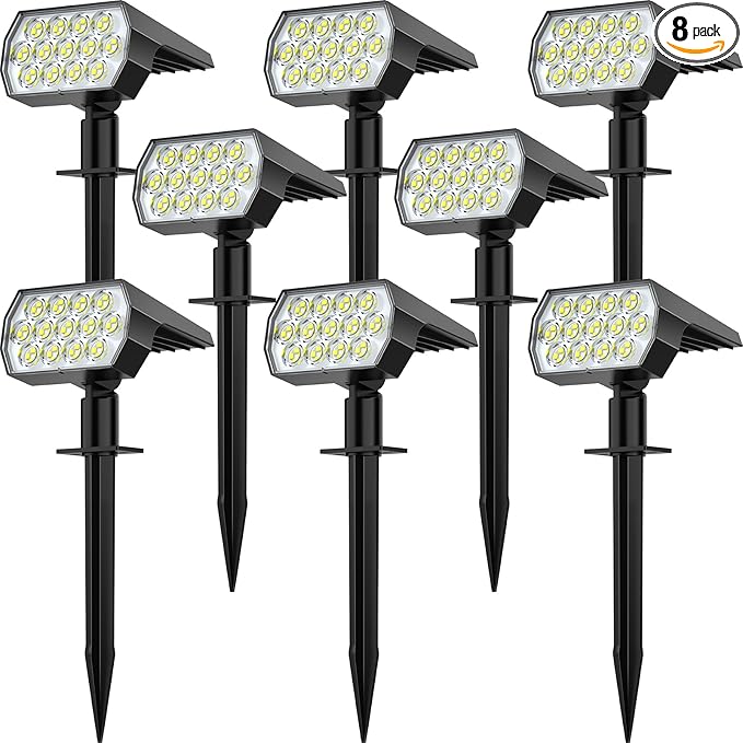 Solar Spot Lights Outdoor, 2-in-1 Solar Landscape Spotlights, 3 Lighting Modes by FratinkSolarLights