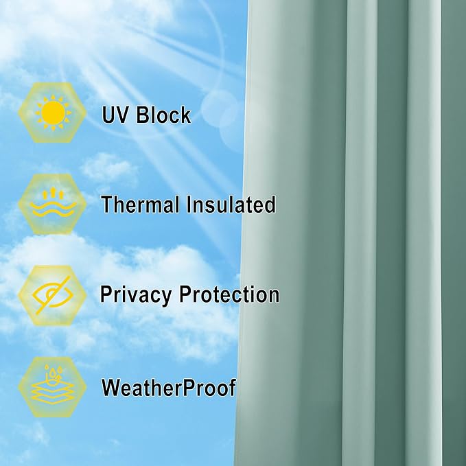 NICETOWN Outdoor Curtains for Patio Waterproof 95 inches Long 2 Panels - Image 6