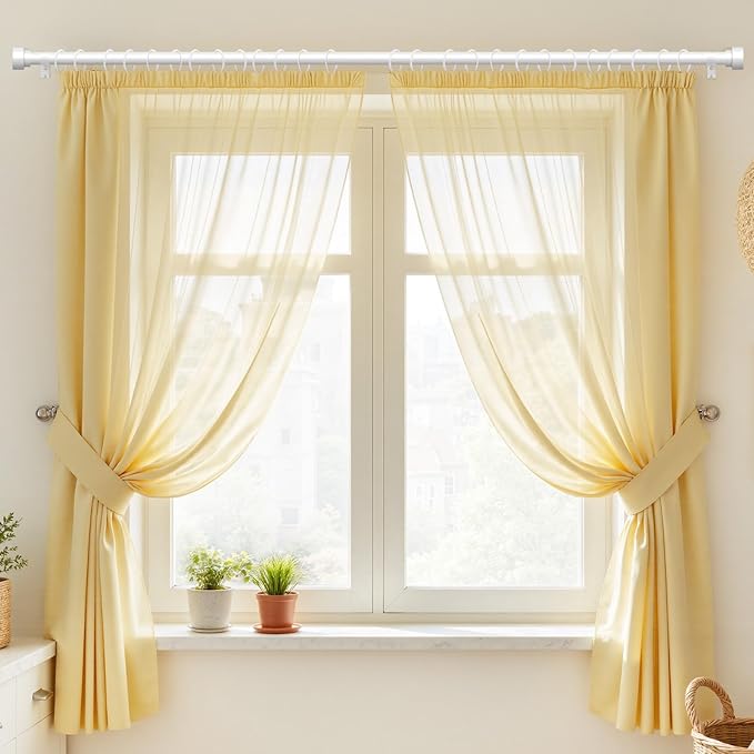 Curtain Rods for Windows 48 to 84, 1 Inch Adjustable White Heavy Duty Long - Image 3