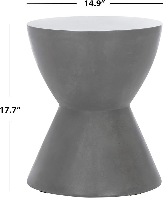 Safavieh Outdoor Collection Athena Modern Concrete Dark Grey Round 17.7-inch - Image 10
