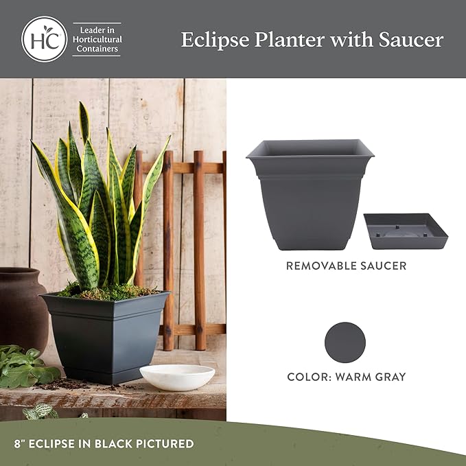 The HC Companies 8 Inch Eclipse Square Planter Pots - Image 2
