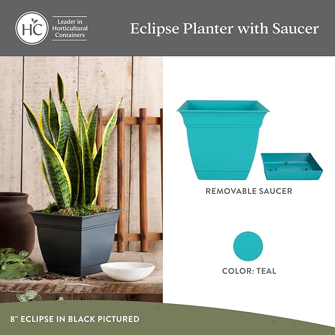 The HC Companies 12 Inch Eclipse Square Planter Pots - Image 2