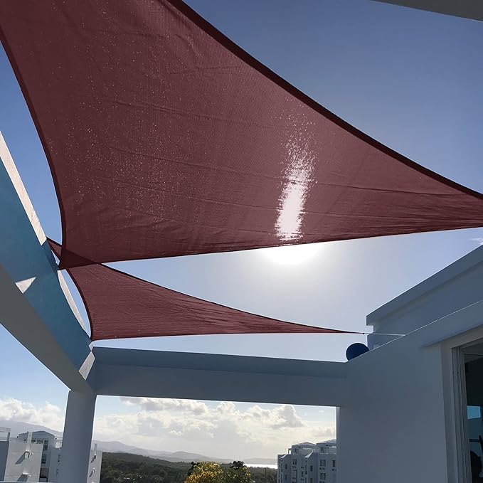 SUNNY GUARD Sun Shade Sail 20'x20'x20' Triangle Brown UV Block Sunshade by SUNNYGUARD