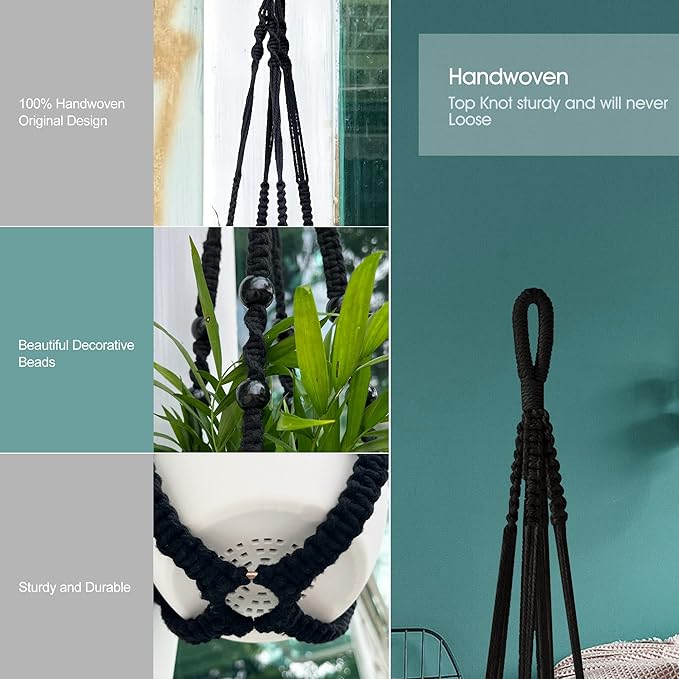 RIFNY Macrame Plant Hanger for 5 to 10 Inch Plant Pots, 35 Inch Indoor Handmade - Image 4