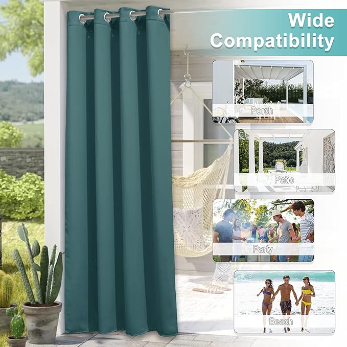 NICETOWN Waterproof Outdoor Patio Curtain W84 x L120, Rustproof Grommet - Image 6