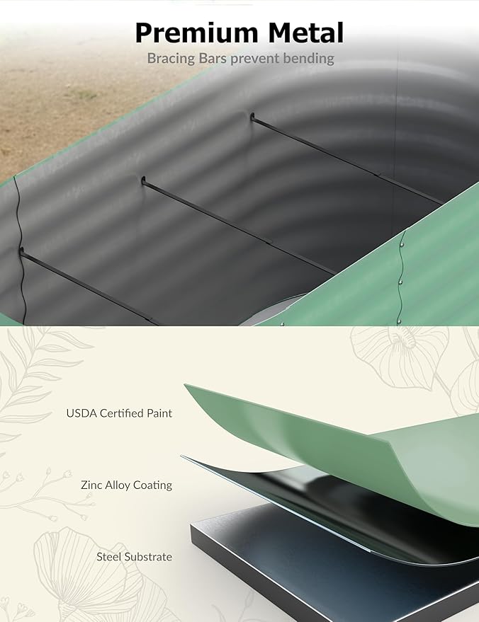 GarveeLife 6x3x2 ft Galvanized Raised Garden Bed - Image 3