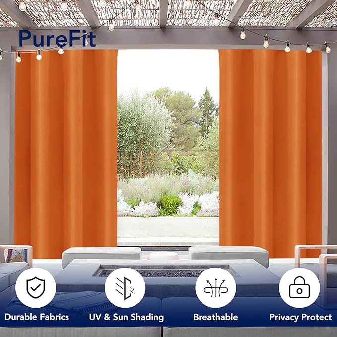 PureFit Outdoor Curtains for Patio Waterproof Weatherproof, UV Resistant - Image 3