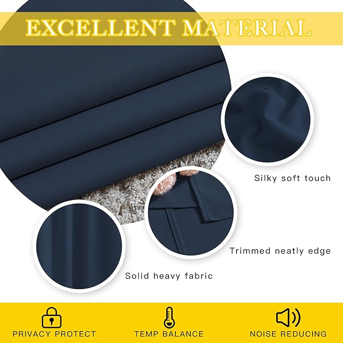 NICETOWN Blackout Navy Blue Curtain 102 inches Long, Grommet Thermal Insulated - Image 5