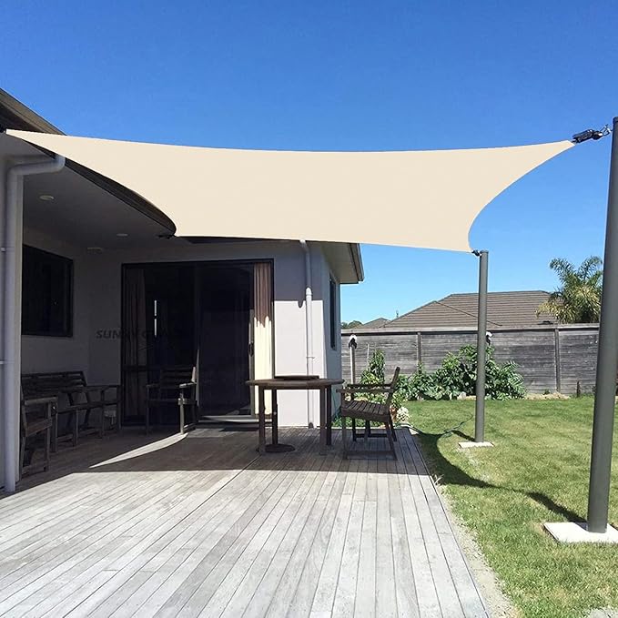 SUNNY GUARD Custom Size 6'x6' Butter Cream Sun Shade Sail Rectangle UV Block by SUNNYGUARD