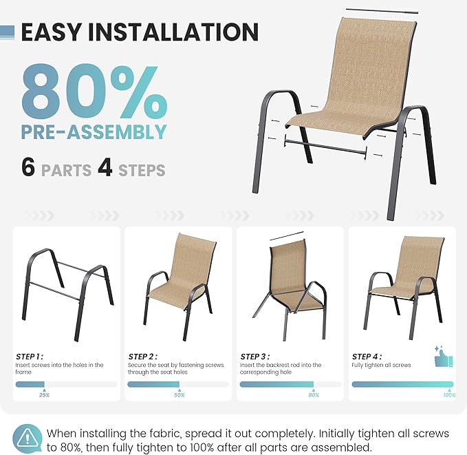 Patio Dining Chairs Set of 4, Outdoor High Stacking Chairs - Image 8