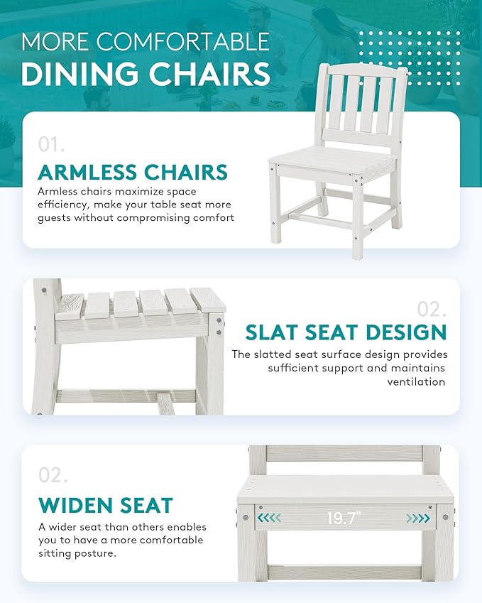SERWALL 9-Piece Outdoor Dining Set, All Weather HDPE Outdoor Furniture Set - Image 7