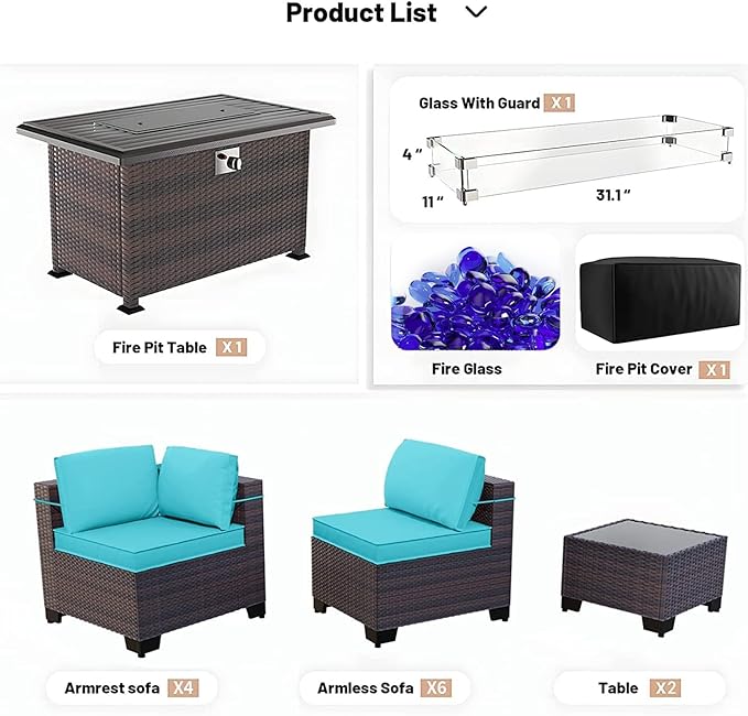 Kullavik 13 Pieces Outdoor Patio Furniture Set - Image 5