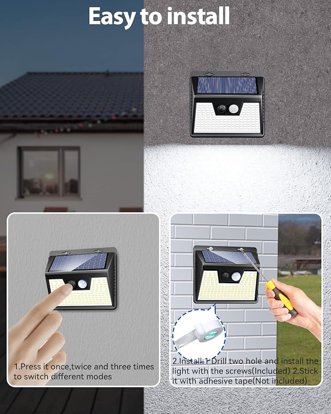 Peasur Solar Powered Lights Outdoor, 140LED 16Pack Motion Sensor Light Outside - Image 6