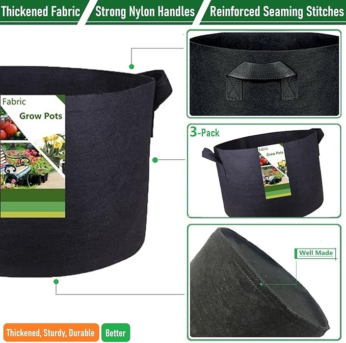 3-Pack 20 Gallon Thickened Plant Grow Bags Large Heavy Duty Fabric Plant Pots - Image 6