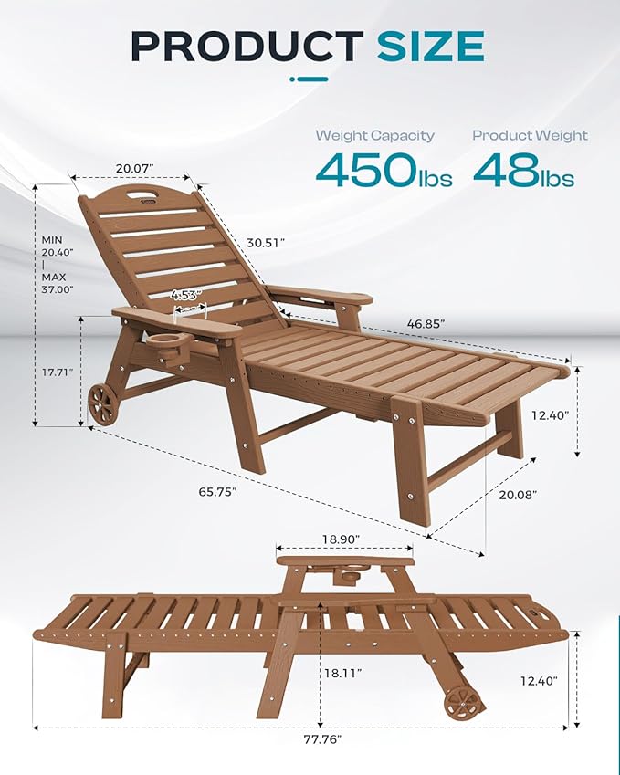 Ciokea Lounge Chair Outdoor, Oversized Chaise Lounge Chair - Image 3