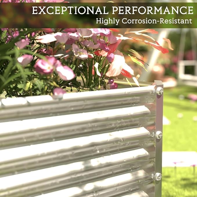 2 Pack Tall Corrugated Galvanized Steel Raised Garden Bed Outdoor, Metal Above - Image 6