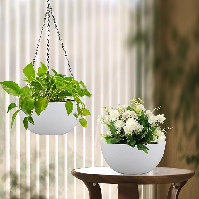 10 inch Hanging Planters for Indoor Outdoor Plants, 2 Pack Hanging Flower Pots - Image 7