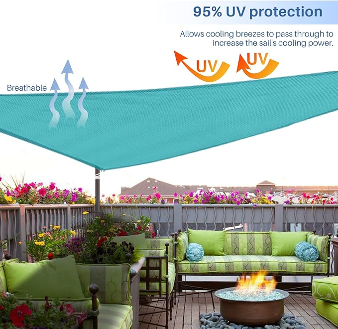 E&K Sunrise 26' x 26' x 26' Sun Shade Sail Triangle Canopy Shade Cover UV Block - Image 5