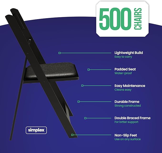500 Black Resin Stackable Folding Chair - Image 3