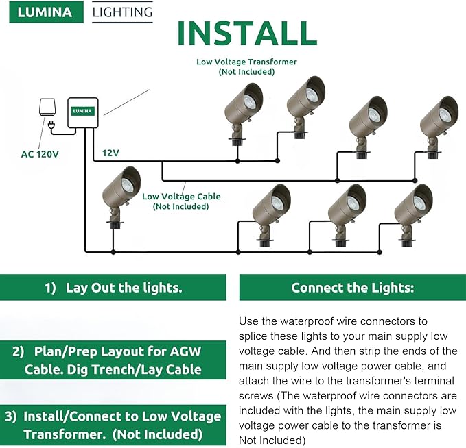 Lumina Lighting® 5W Landscape Lighting 12V Landscape Lights Low Voltage - Image 2