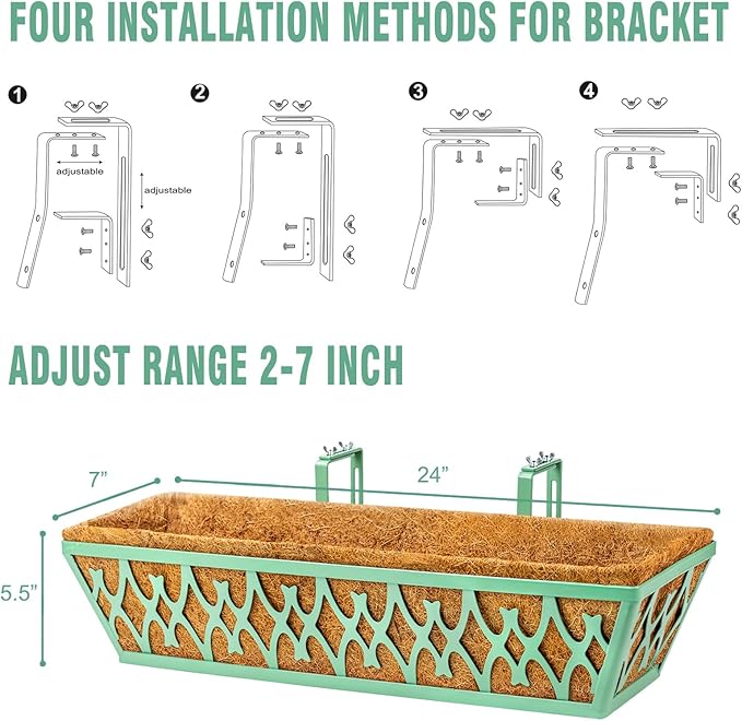 6 Pack 24 Inch Window Boxes Planters Railing Planter Box - Image 5