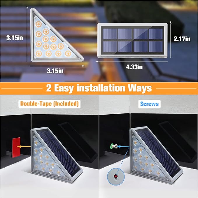 VOLISUN Solar Stair Lights 12 Pack, 7 Fixed Colors, Solar Step Lights Outdoor - Image 6