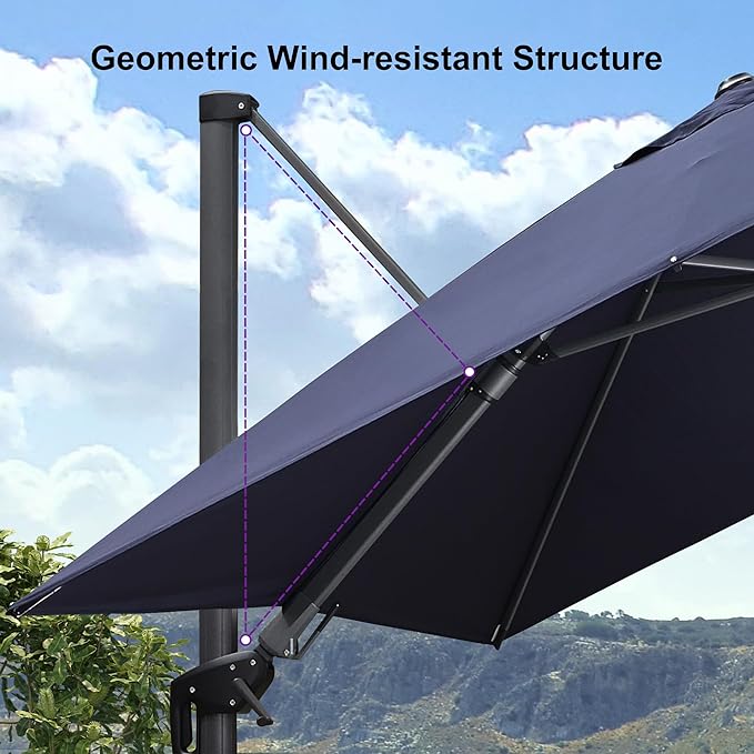 PURPLE LEAF 8' X 8' Left-right Tilting Patio Umbrella Outdoor Cantilever Swivel - Image 9
