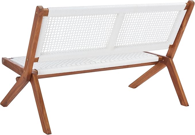 SAFAVIEH Outdoor Collection Kobina Natural Acacia Wood/White Rope Foldable Bench - Image 10