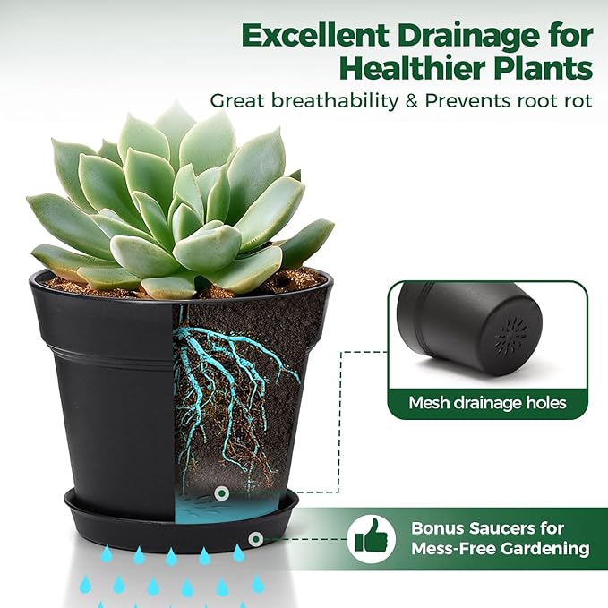 T4U 4 Inch Plant Pots 18-Pack, Small Flower Pots - Image 4