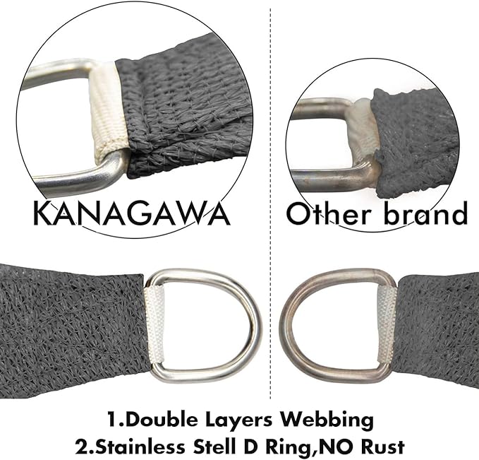 KANAGAWA 20'X24' Dark Gray Custom Size Sun Shade Sail Rectangle UV Block Canopy - Image 5