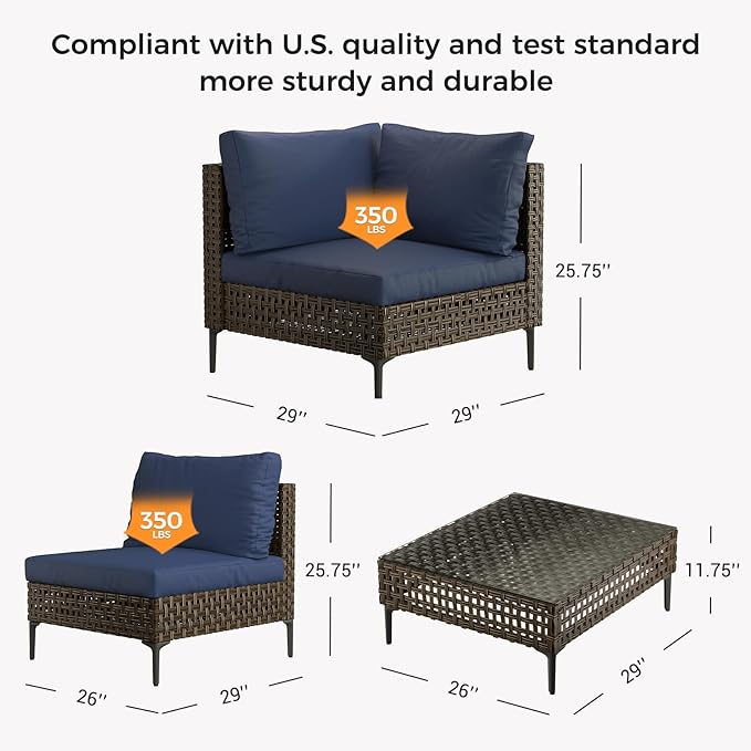 Grand patio 4-Piece Wicker Patio Furniture Set, Retro Outdoor Sectional Sofa - Image 7