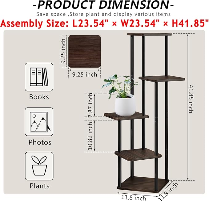 AZERPIAN Plant Stand 5 Tier Indoor Metal Flower Shelf - Image 4