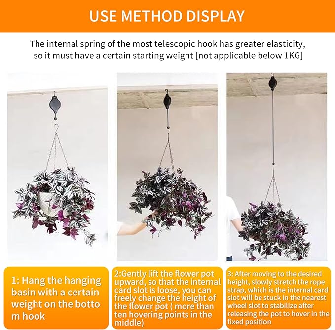 6PCS Retractable Hanging Plant Pulley Hook - Image 3