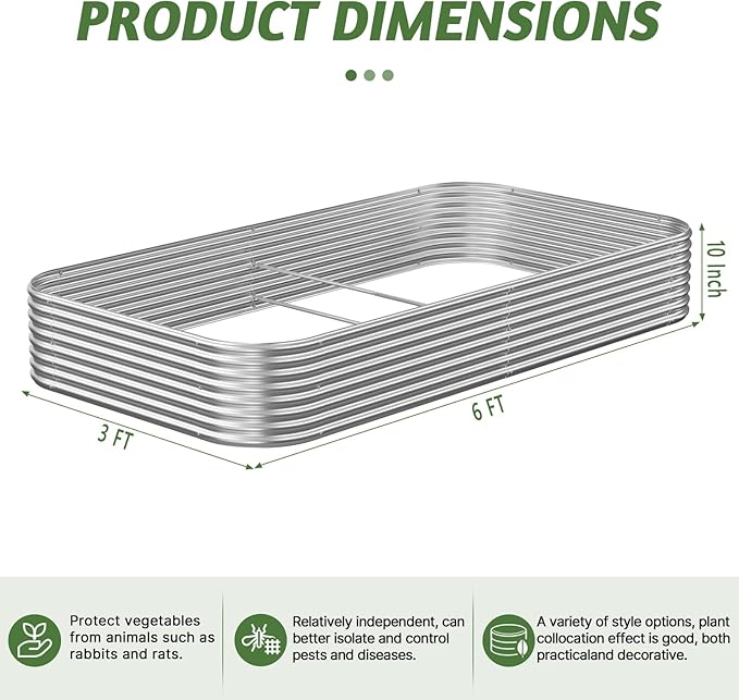 4 Pack 6x3FT Raised Beds for Gardening, Corrugated Galvanized Steel Raised - Image 8