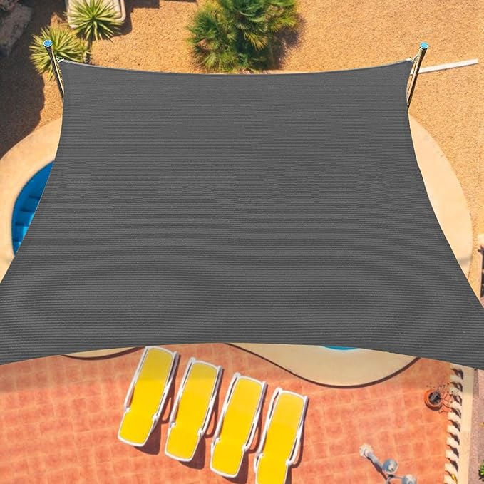 8'x12' Sun Shade Sail Curved Commercial Outdoor Shade Cover Dark Grey Rectangle by OOTONAT