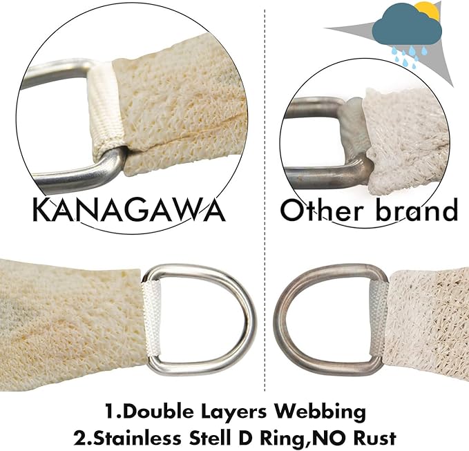 KANAGAWA 12'X14' Cream Custom Size Sun Shade Sail Rectangle UV Block Canopy - Image 5