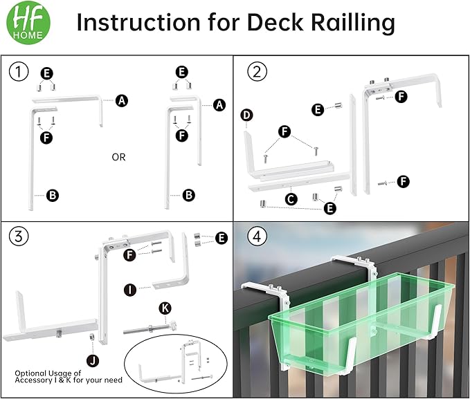 HFHOME Set of 2 Adjustable Window Planter Box Brackets, Planter Shelving - Image 6