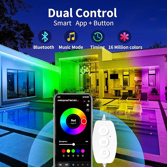 KSIPZE Outdoor led Strip Lights Waterproof IP68, RGB Outdoor led Lights - Image 2