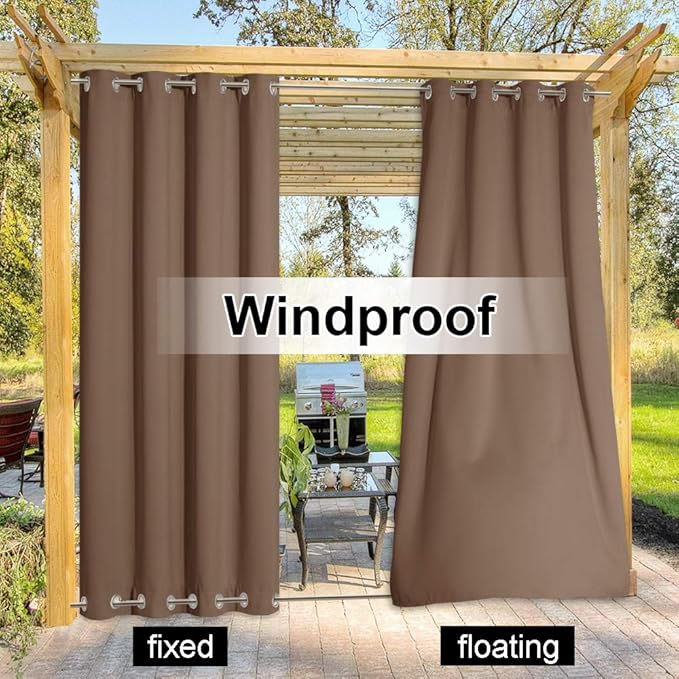 NICETOWN Patio Waterproof Outdoor Curtain, Thermal Insulated Rustproof Double - Image 5