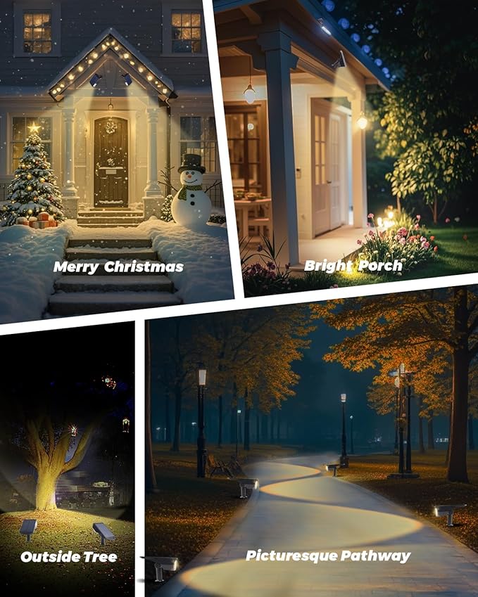 4 Pack Solar Powered Outdoor Spot Lights Outside Waterproof 20 LEDs Landscape - Image 8