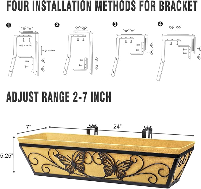 6 Pack 24 Inch Window Boxes Planter Railing Planters Box - Image 5